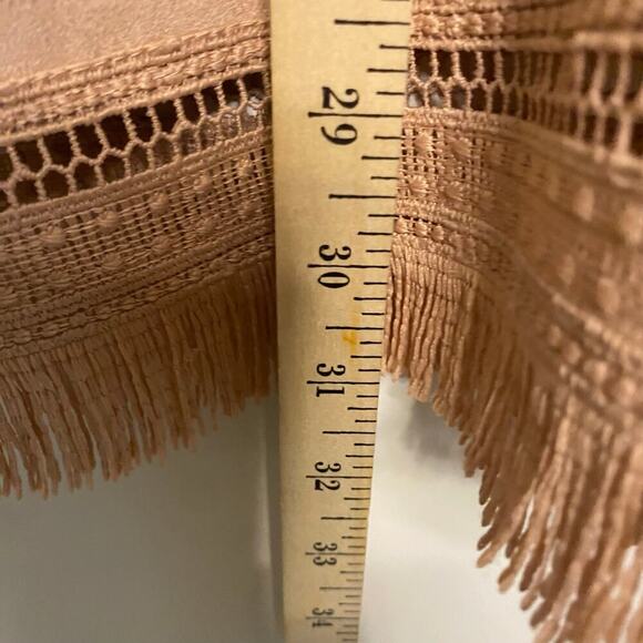 Zara Faux Suede Blush Pink Open Sweater Jacket Western Boho Fringe Size Small - Picture 14 of 16